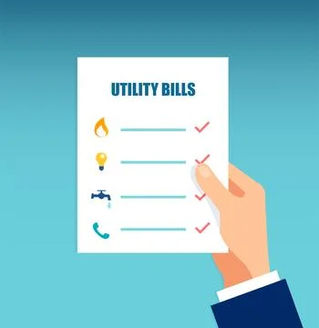 Vector of a hand holding sheet with utility bills Stock Illustration