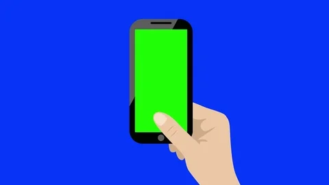 Vector Hand Holding a Smart Phone Vertical and Horizontal With Green Screen Stock Footage 74983008