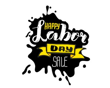 Vector hand lettering Happy labor day SALE - May Day Celebration on May 1st.  Stock Illustration