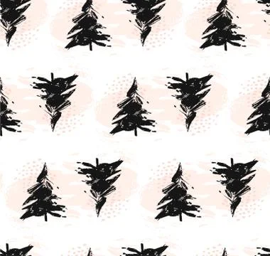 Vector hand-painted ink illustration with brush strokes. New Year, Christmas Stock Illustration
