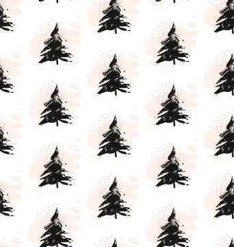 Vector hand-painted ink illustration with brush strokes. New Year, Christmas Stock Illustration