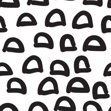 Vector hand-painted seamless pattern with halfcircle, doodle Stock Illustration