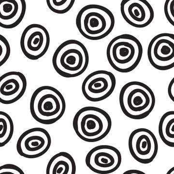 Vector hand-painted seamless pattern with circles, bubble, doodl Stock Illustration