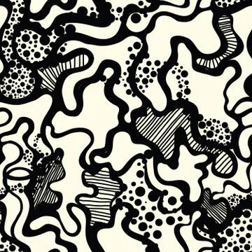 Vector hand-painted seamless pattern with puzzle, spot, doodle 스톡 일러스트