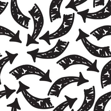 Vector hand-painted seamless pattern with arrows Stock Illustration