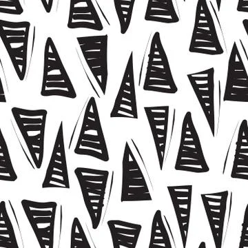 Vector hand-painted seamless pattern with triangle, lines, doodl Stock Illustration