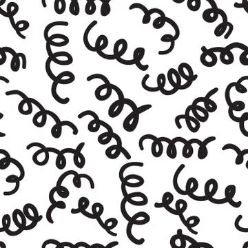 Vector hand-painted seamless pattern with noodles, doodle lines Illustrazione stock