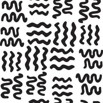 Vector hand-painted seamless pattern with wavy lines, border, st 스톡 일러스트