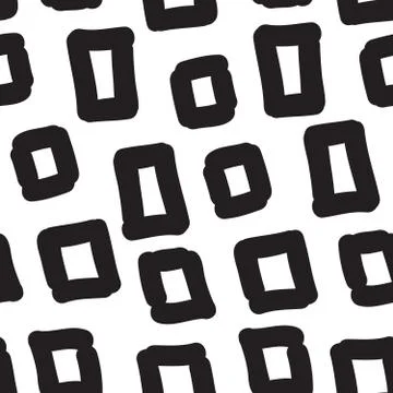 Vector hand-painted seamless pattern with square, doodle Stock Illustration