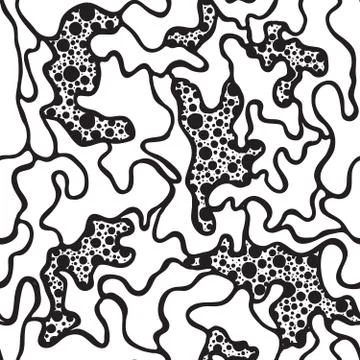 Vector hand-painted seamless pattern with puzzle, spot, doodle Stock Illustration