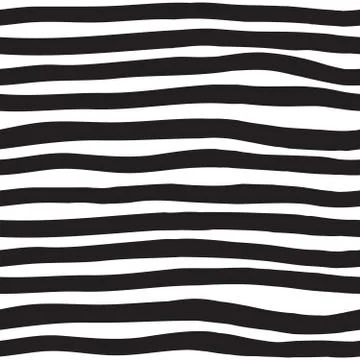 Vector hand-painted seamless pattern with wavy lines, border, st Stock Illustration