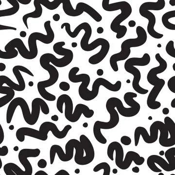Vector hand-painted seamless pattern with abstract doodle lines Stock Illustration