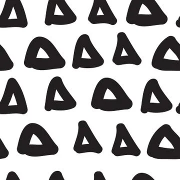 Vector hand-painted seamless pattern with triangle, lines, doodl Stock Illustration