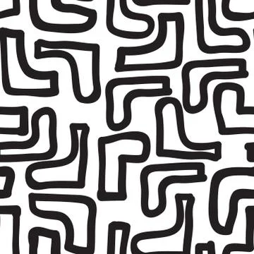 Vector hand-painted seamless pattern with abstract doodles lines Stock Illustration