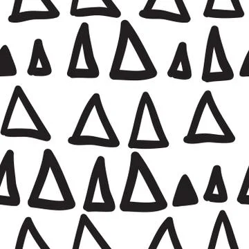 Vector hand-painted seamless pattern with triangle, lines, doodl Stock Illustration