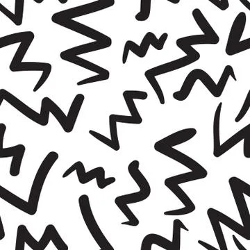 Vector hand-painted seamless pattern with zig-zag, abstract dood Stock Illustration