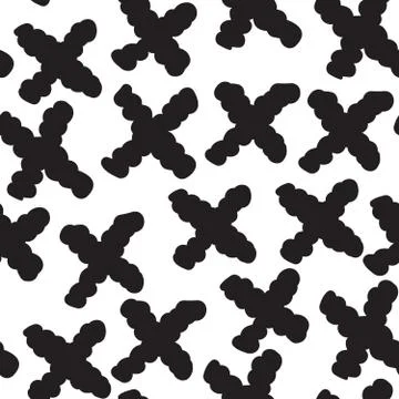 Vector hand-painted seamless pattern with cross, abstract doodle Stock Illustration