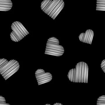 Vector hand-painted seamless pattern with ink hearts. Abstract background. Do Stock Illustration