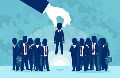 Vector of a hand picking successful candidate business person Stock Illustration