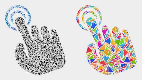 Vector Hand Press Action Mosaic Icon of Triangle Items イラスト素材