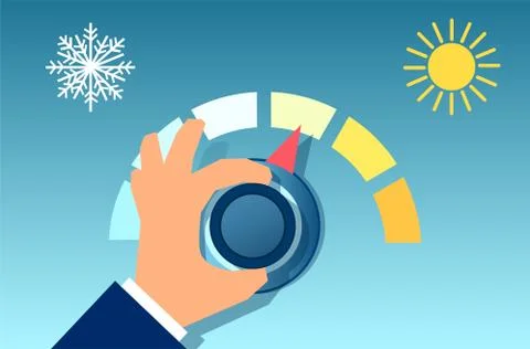 Vector of a hand rotating the thermostat Illustrazione stock
