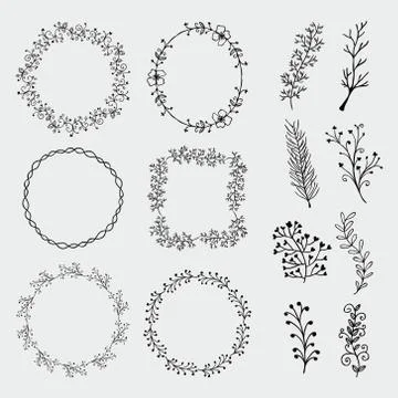 Vector Hand Sketched Frames, Borders, Design Elements Stock Illustration