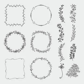 Vector Hand Sketched Frames, Borders, Design Elements Stock Illustration