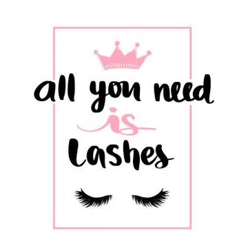 Vector Hand sketched Lashes quote. Fashion phrase. Stock Illustration