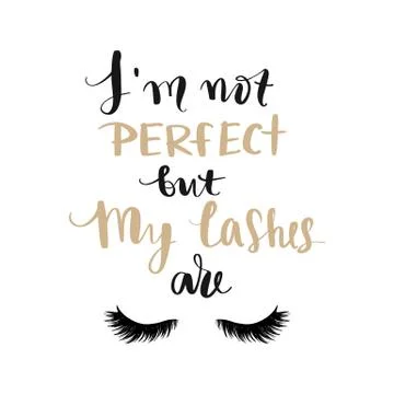 Vector Hand sketched Lashes quote. Fashion phrase. Stock-Illustration