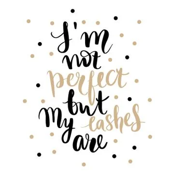 Vector Hand sketched Lashes quote. Fashion phrase. Stock Illustration