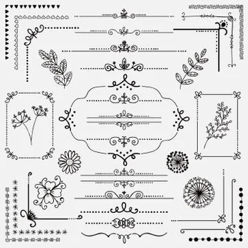 Vector Hand Sketched Rustic Design Elements, Dividers Illustrazione stock
