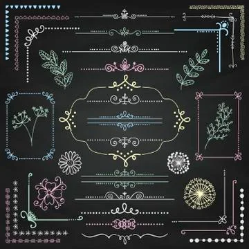 Vector Hand Sketched Rustic Design Elements, Dividers Illustrazione stock