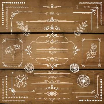 Vector Hand Sketched Rustic Design Elements, Dividers Stock Illustration