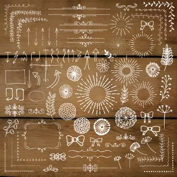 Vector Hand Sketched Rustic Design Elements, Dividers Stock Illustration