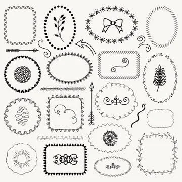 Vector Hand Sketched Rustic Frames, Borders, Elements Stock Illustration