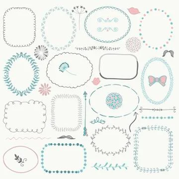 Vector Hand Sketched Rustic Frames, Borders, Elements Stock Illustration