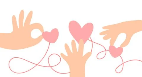 Vector hand takes red heart logo icon. Encourage donate. Concept idea of Stock Illustration
