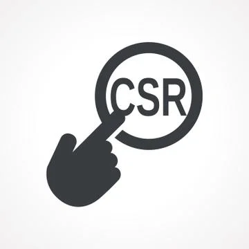 Vector hand with touching a button icon with word CSR Stock Illustration