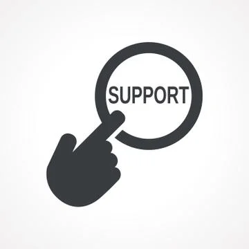 Vector hand with touching a button icon with word Support Stock Illustration