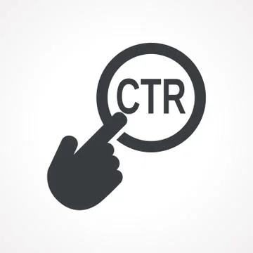 Vector hand with touching a button icon with word CTR Stock Illustration