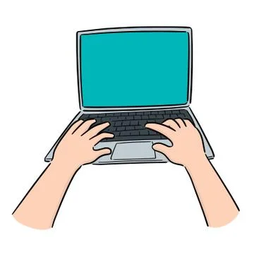 Vector of hand using laptop Illustrazione stock