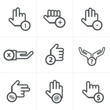 Vector hand with warning forefinger - easy change thickness line Stock Illustration