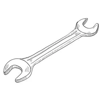 Vector hand wrench tool or spanner Stock Illustration