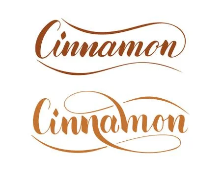 Vector hand written cannamon text isolated on white background Stock Illustration