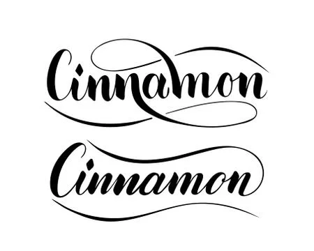 Vector hand written cannamon text isolated on white background Stock Illustration