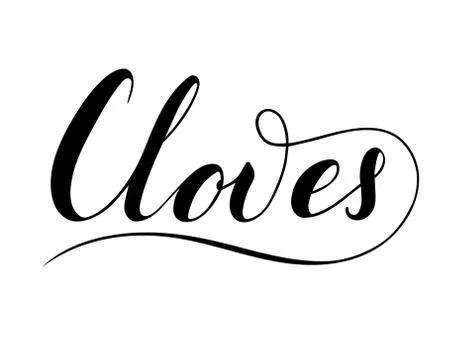 Vector hand written cloves text isolated on white background Illustrazione stock