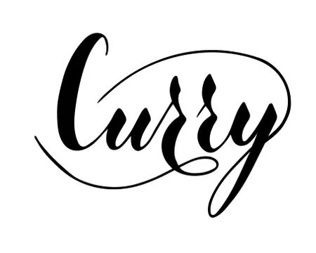 Vector hand written curry text isolated on white background Stock Illustration