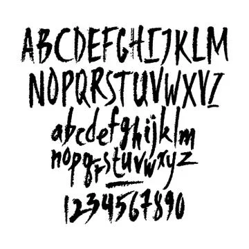 Vector Hand Written Latin Letters and Numbers Stock Illustration