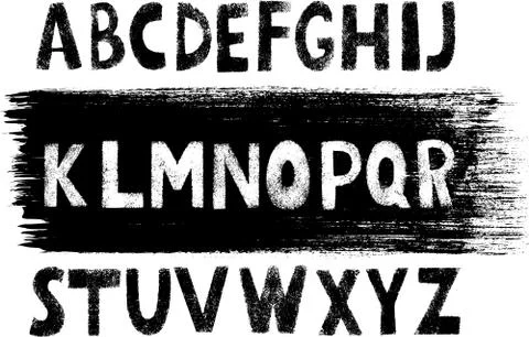 Vector hand-written lettering font , brush strokes   Alphabet. Stock Illustration