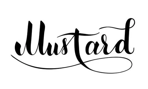 Vector hand written mustard text isolated on white background Illustrazione stock